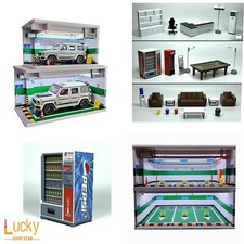 1:18 Scale Diorama Car Garage Model LED Lighting Car Parking Lot Scenes Display