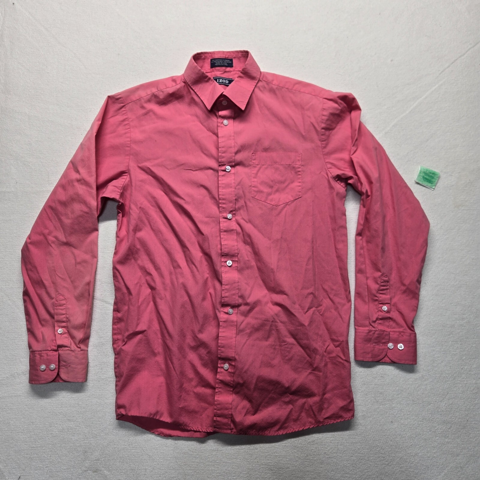 IZod Solid Pink Long Sleeve Collared Button Up Sh… - image 1