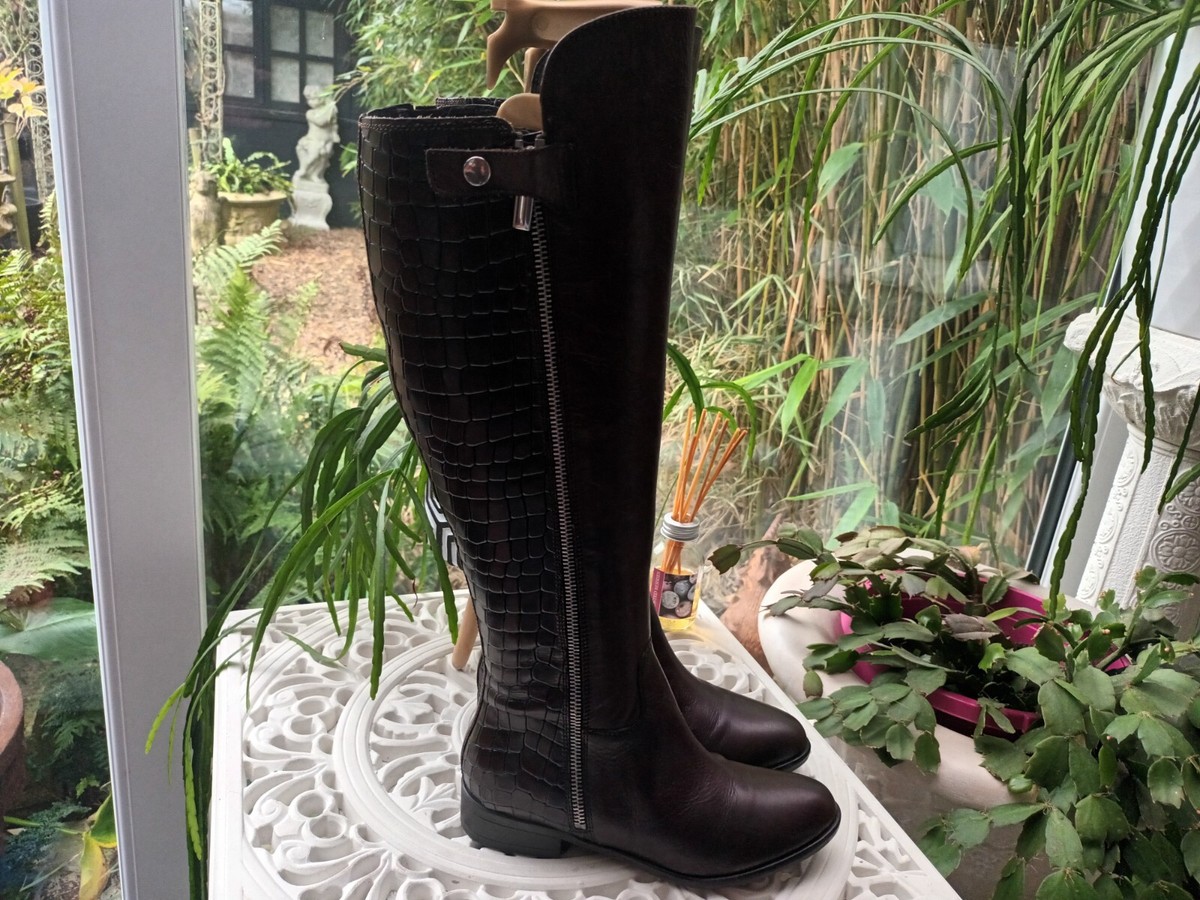 Brown Clarks Wide Calf Knee High Boots CLARKS WIDE FIT WIDE LEG