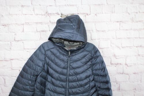 LL Bean Ultralight 850 Down Hooded Coat Three Quarter Length Mariner Blue XL - Picture 2 of 11