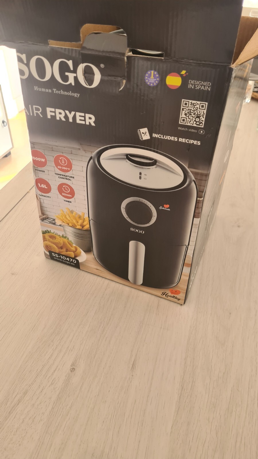 Friteuse à air chaud sans huile 1.6L SOGO 1000W - Petit électroménager cuisine saine