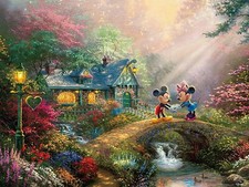 DISNEY THOMAS KINKADE 750 PC PUZZLE: MICKEY  MINNIE, SWEETHEART BRIDGE