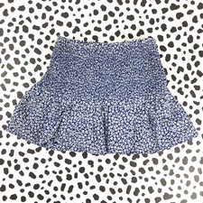 J.CREW CREWCUTS Girls' Smocked Blue Floral Cotton Voile Skirt SMALL BY169