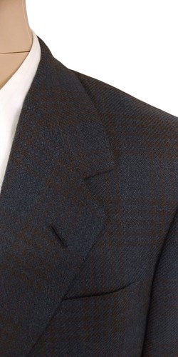 Oxxford Clothes Manhattan Two Button Blue Baby Alpaca Brown Plaid Sport Coat 40R - Picture 3 of 12