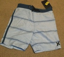 NEW Hurley sz 4T blue stripe elastic back waist boys swim shorts trunk swimsuit