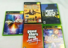 5 Xbox games Grand Theft Auto: 3 & Vice City, Clone Wars, Dance Rev, Arcade