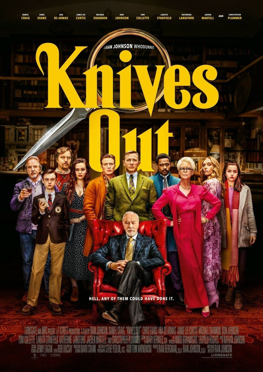 Knives Out Movie Poster (20x30) Daniel Craig, Chris Evans, Ana