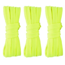 3pair Double Layers Flat Shoelaces Yellow Green for Sneakers Adults Kids 24"-72"