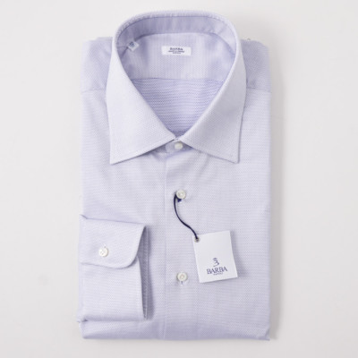 NWT $350 BARBA NAPOLI White and Navy Dot Cotton Dress Shirt 17 x 37 Handmade