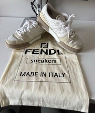 Fendi White & Beige Calf Leather Womens Trainers UK Size 6