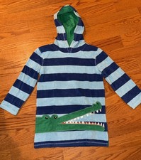 Boys Mini Boden Crocodile Appliqu  Toweling Hoodie Swim Cover-Up 7-8 Years MINT