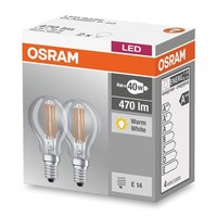 2 X Osram Led Filament Lampen Tropfen 4W = 40Watt E14 Klar Kugel Warmweiß 2700K