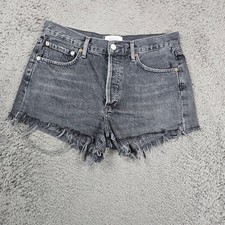 AGOLDE Black 100% Organic Cotton Denim Button-Fly Parker Shorts Size 27