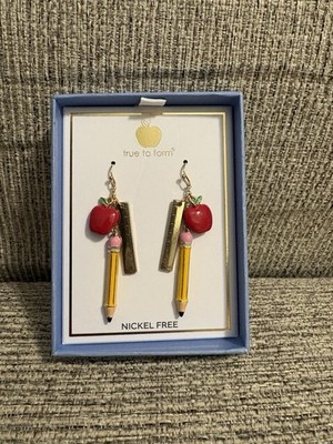True To Form School Earrings. Nickel Free. Brand New