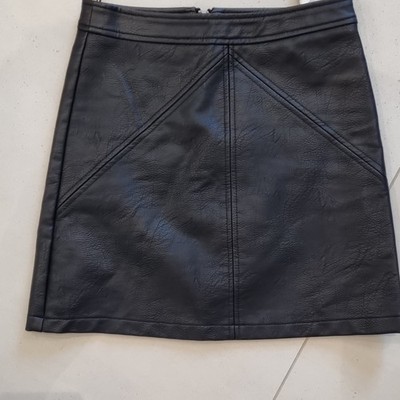 Pepe Jeans Damen Minirock XS Schwarz Echtleder mit Reißverschluss