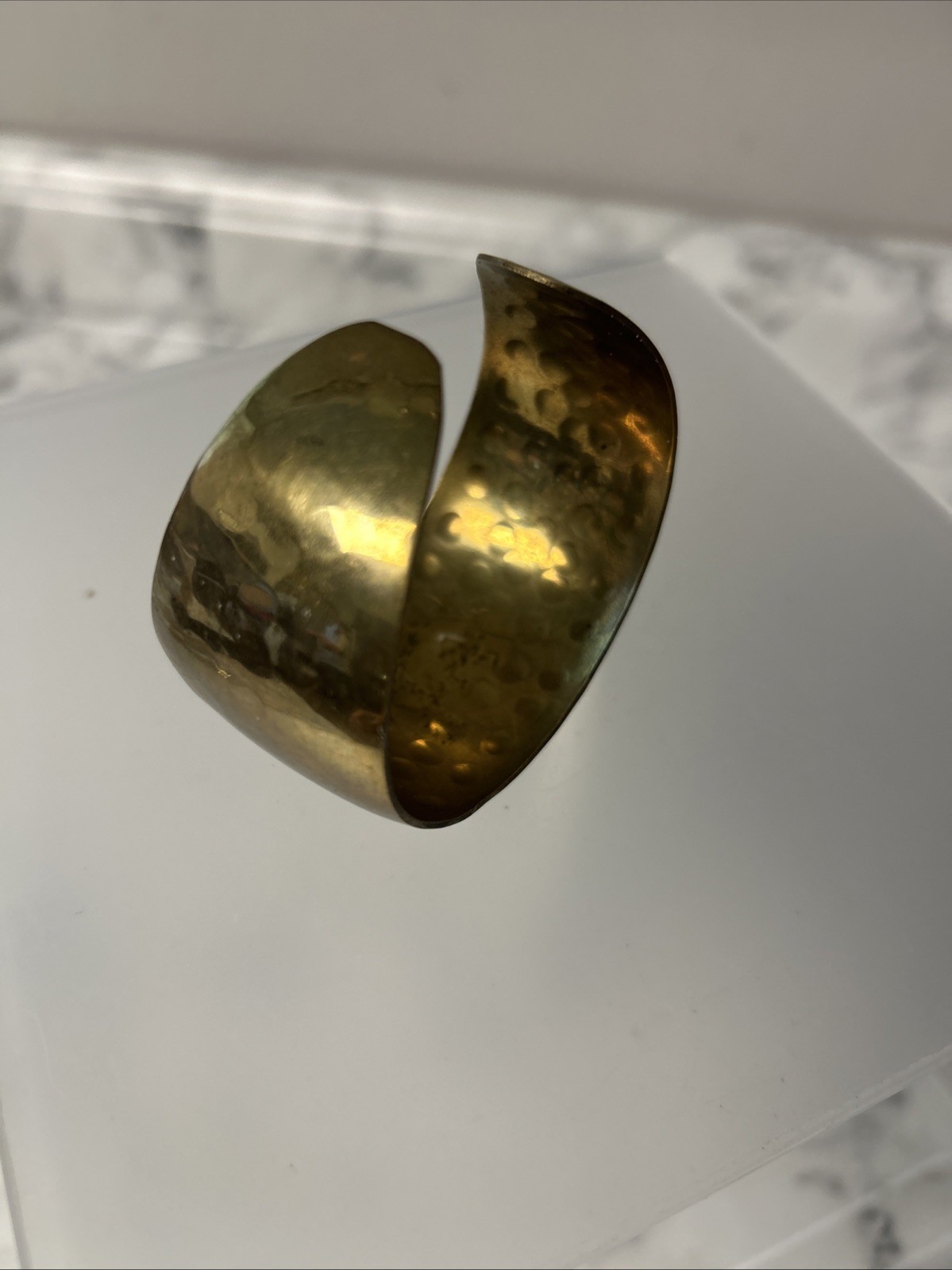 Handmade Solid Brass Cuff Bracelet Hammered Finis… - image 8