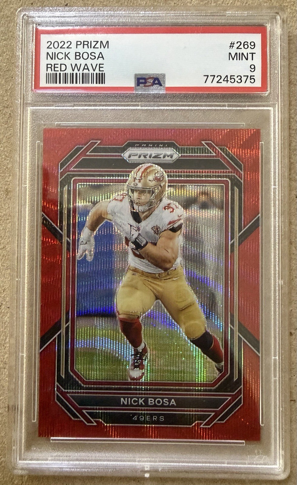 2022 Prizm #269 Nick Bosa Red Wave Refractor 81/149 PSA 9 49ers