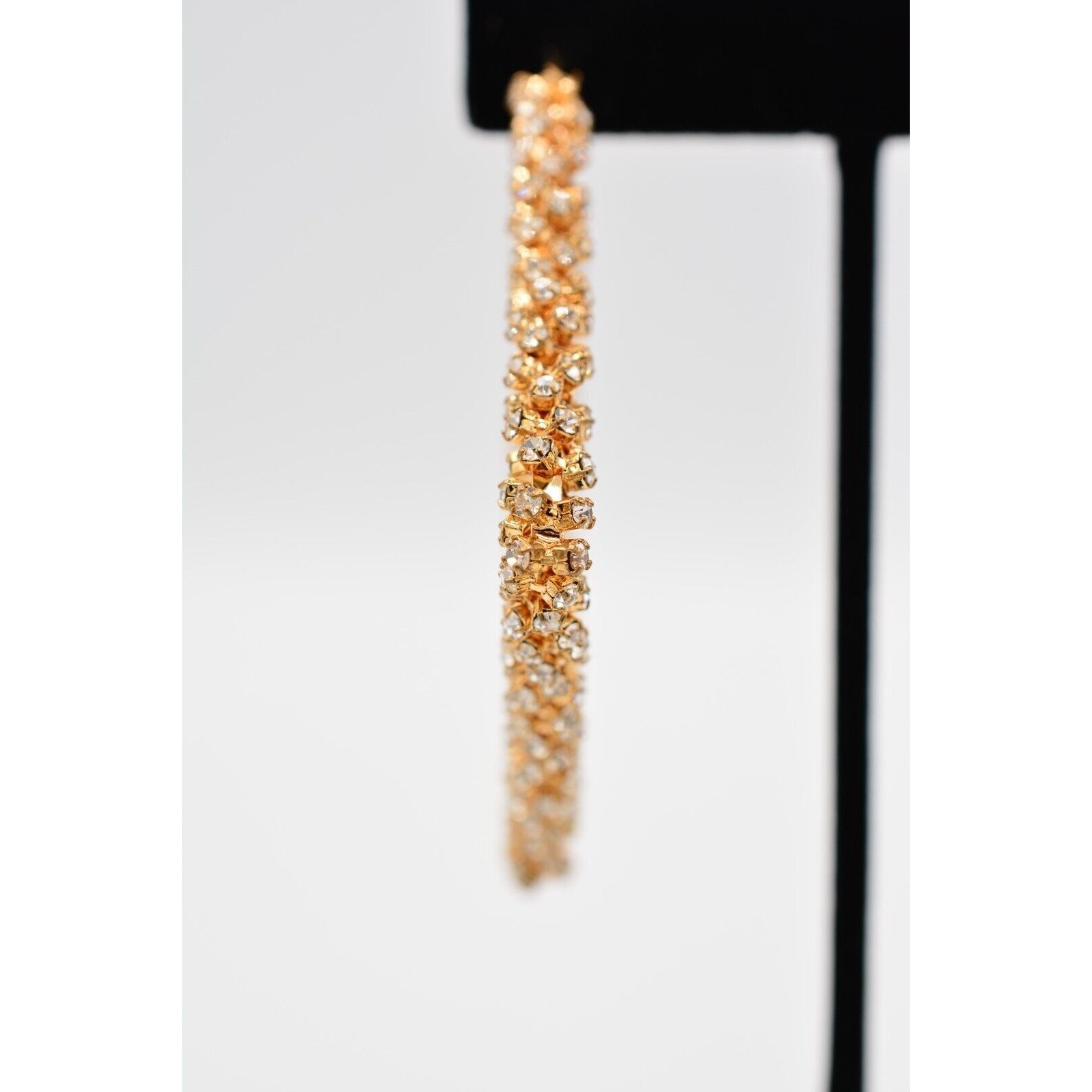 Dangle Statement Hoops Earrings Square Rhinestone… - image 6