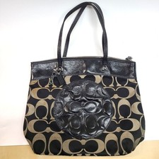 Coach Black Laura Signature C Jacquard Patent Leather Tote Bag F18335