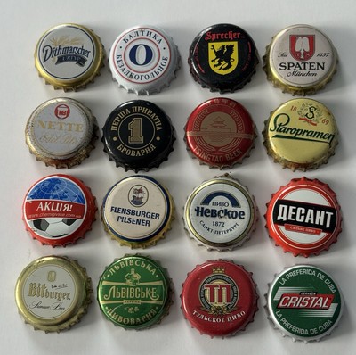 Used Nette Bitburger Sprecher Staropramen Cristal Foreign Import Beer Cap 16 Lot