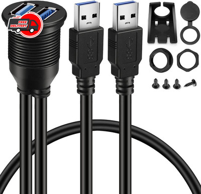 Batige 2 Ports Dual Usb 3.0 Male To Usb 3.0 Female Aux Flush Mount Car