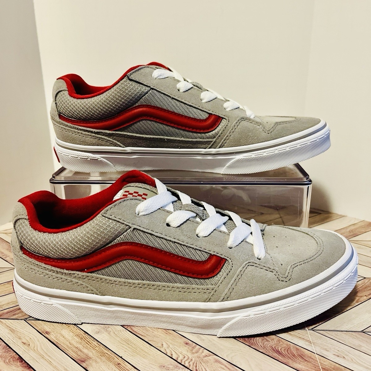 VANS CALDRONE SKATE SHOES SNEAKERS CHARCOAL GRAY RED WHITE NEW IN BOX MEN\'S 11 Amazon.com | Vans Little Kids main image 3