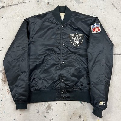 Vintage 90s Starter Oakland Raiders Satin Bomber Jacket Mens