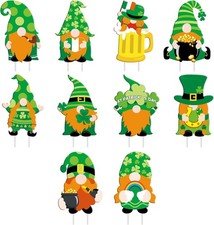10 PCS St. Patrick's Day Gnomes Yard Signs, St. Patrick's Day Decorative Signage