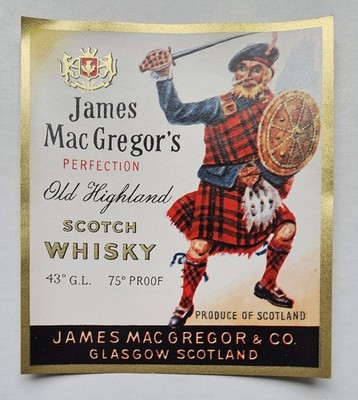 Original Vintage James MacGregor s Scotch Whiskey Label Glasgow Scotland