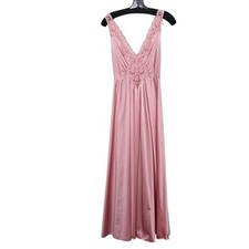 Olga Vintage Bodysilk Maxi Full Sweep Nightgown L Pink Lace Long Silky Lingerie