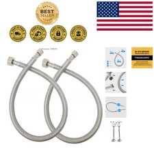 2-Pack 16-Inch Stainless Steel Braided Faucet Hose Connectors - Safe Durable