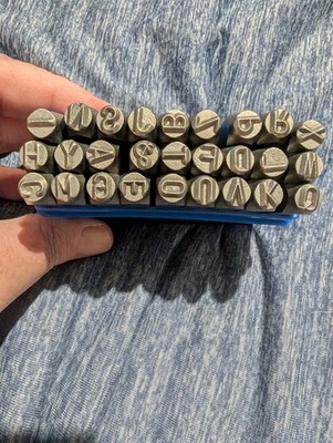1/4'' 6MM Letter Stamp Punch Set Hardened Steel, Metal Wood Leather With Blue Box