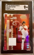 2005 PEDRO MARTINEZ LEAF CERTIFIED MATERIALS MIRROR RED #24/250 RED SOX !