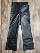 ZARA Faux Leather Straight Leg Pants Black High Rise Women Small