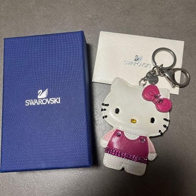 Hello Kitty Swarovski Keychain Charm Leather Crystal used | eBay