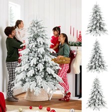 Flocked Christmas Tree, Wide Hinged Xmas Tree with Realistic Tip