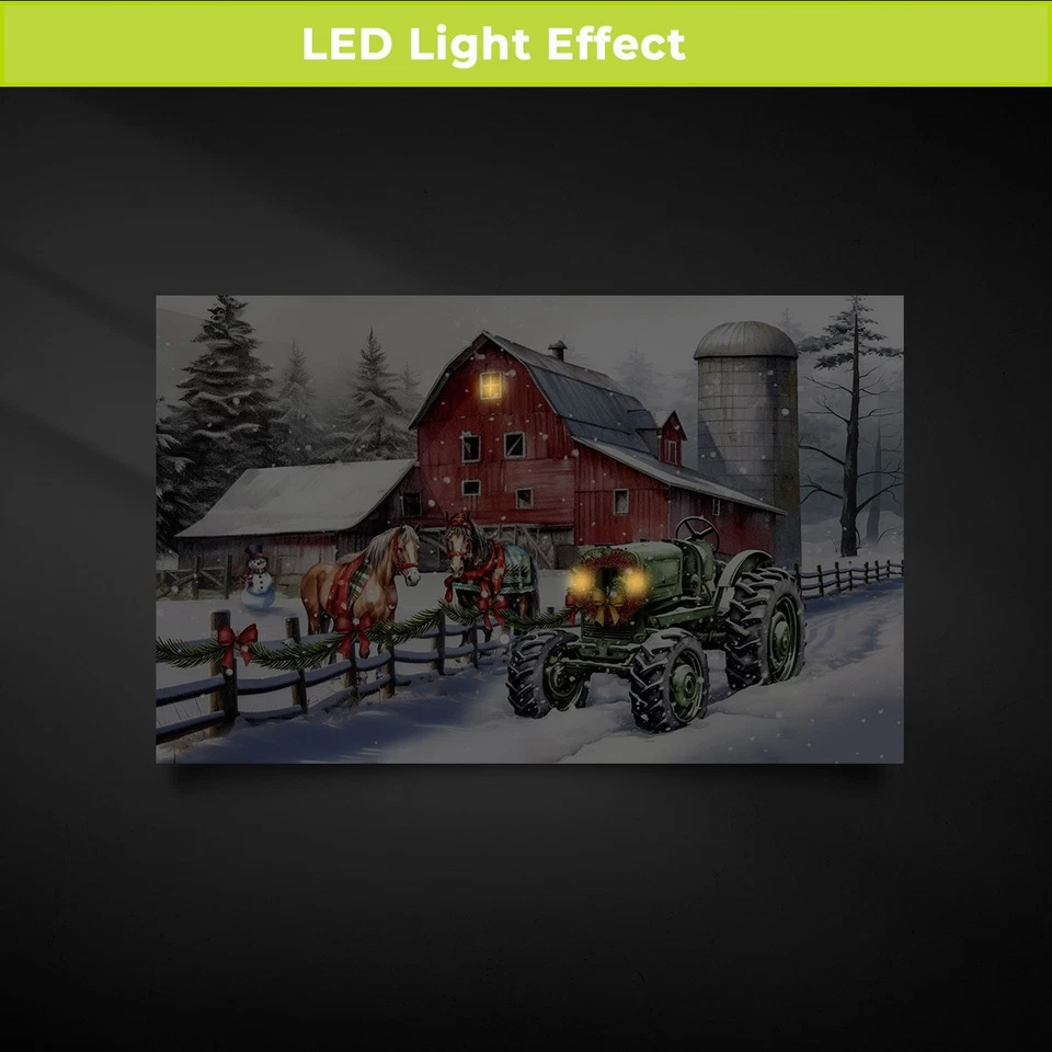 Arte en lienzo LED grande de Navidad Briarwood Lane Farm Foto 2 de 4