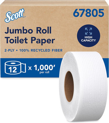100% Recycled Fiber High-Capacity Jumbo Roll Toilet Paper, Bulk (67805), 2-Ply,