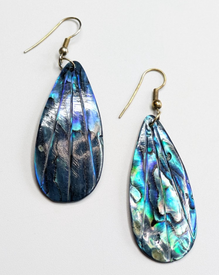 Iridescent Blue Ribbed Abalone Shell Seashell Pie… - image 2