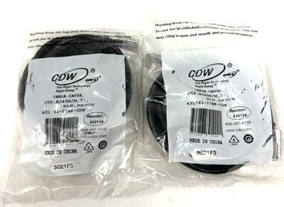 CDW 7-Foot Cat5e Network Patch Cable A3L781-07BK-CDW RJ45M/M 7' Ft Cord 2 Pack