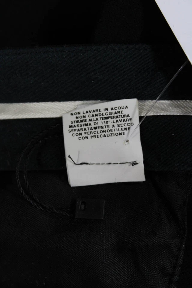 Pantalones de vestir Moschino para mujer tiro alto cremallera pierna ajustada arrugada negros talla 10 Foto 4 de 4