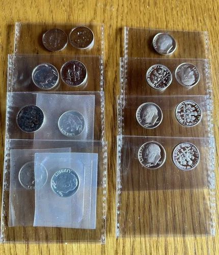 Roosevelt 90% Silver Dime Lot - 15 Uncirculated Coins From Proof Sets - $1.50 FV