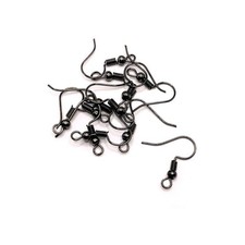 Gunmetal Gray Fish Hook Earring Wires with Spring and Ball, 20x18mm - US Selle
