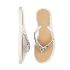 Lilley Womens Sandals White Adults Ladies Flat Toe Post Slip On Flip Flop SIZE