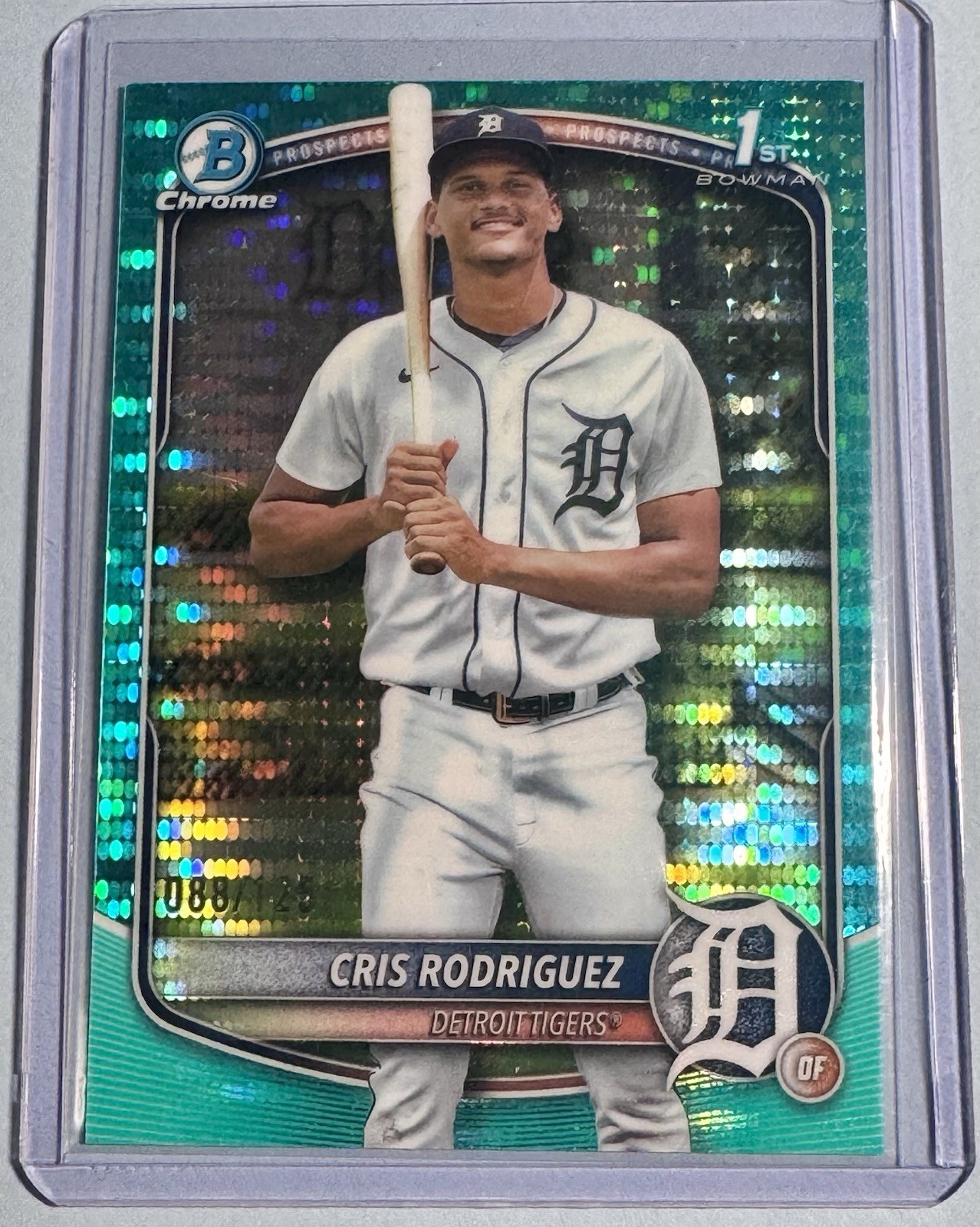 CRIS RODRIGUEZ 2025 Bowman Chrome Aqua Pulsar Refractor /125 Tigers BCP-250 1st
