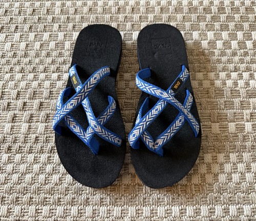 TEVA Olowahu Mush Flip Flops Thong Sandals - women’s 6 - Blue *worn once* 6840B