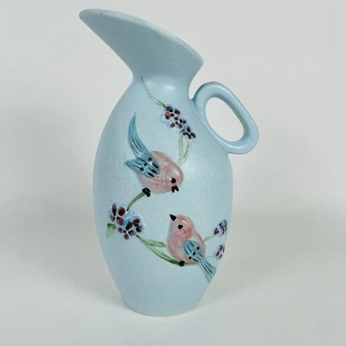 Vintage RARE Hull Pottery Pitcher Blue “Serenade Songbirds" S8 1957