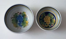 Pair of Vintage Hand Painted Bowls with Grape Theme Signed by Artist