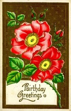 Floral Birthday Greeting Card, c1910