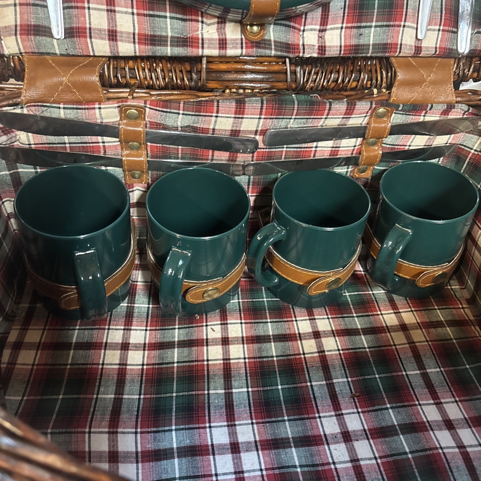 Picnic Time Rattan Bamboo Picnic Basket Plates, Glasses, Silverware Included